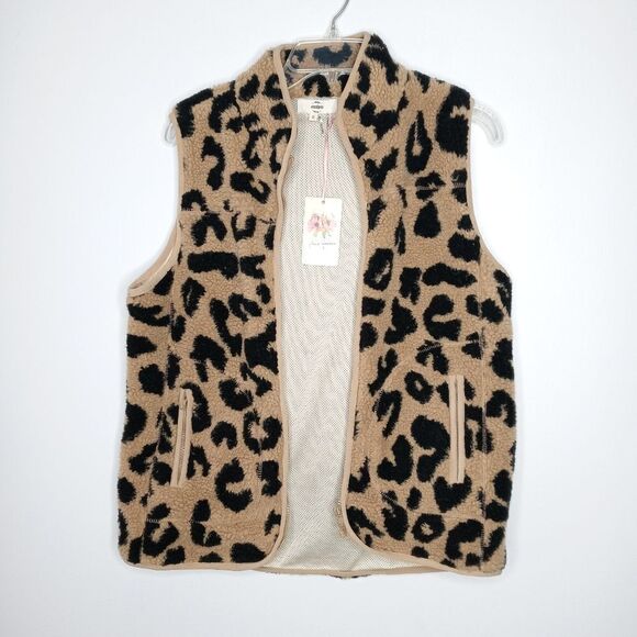 Entro leopard sherpa zip up vest - Picture 1 of 5